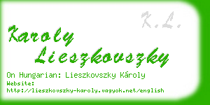 karoly lieszkovszky business card